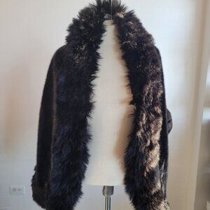 Old DIrd Black Faux Fur Shawl Wrap Cape (One size fits all)